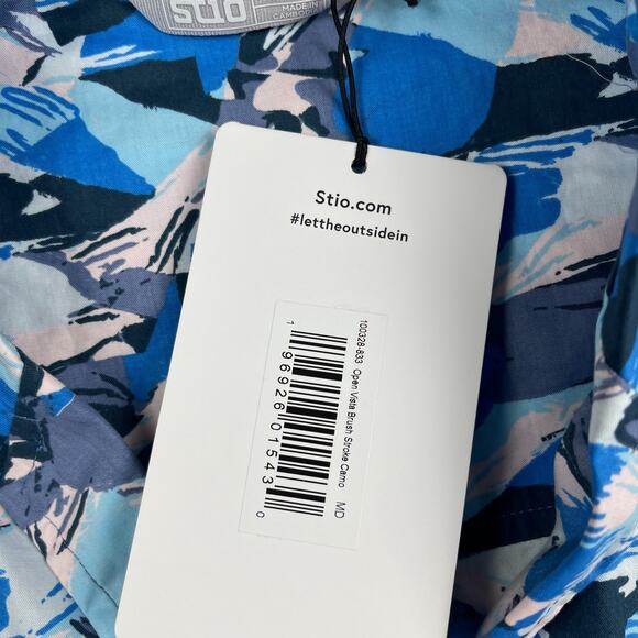 Stio Women’s Open Vista Brush Stroke Camo Medium Short Sleeve Button Up - Picture 3 of 7